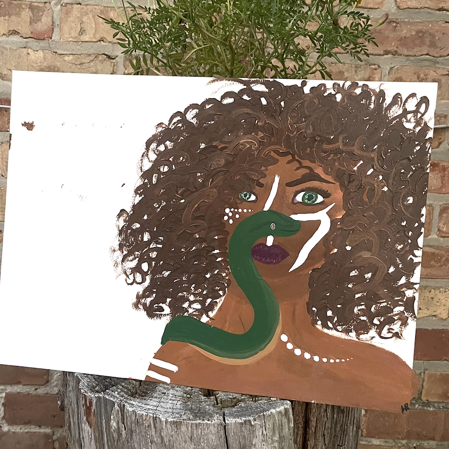 Serpent's Gaze (Dark-Skinned Girl with Snake)